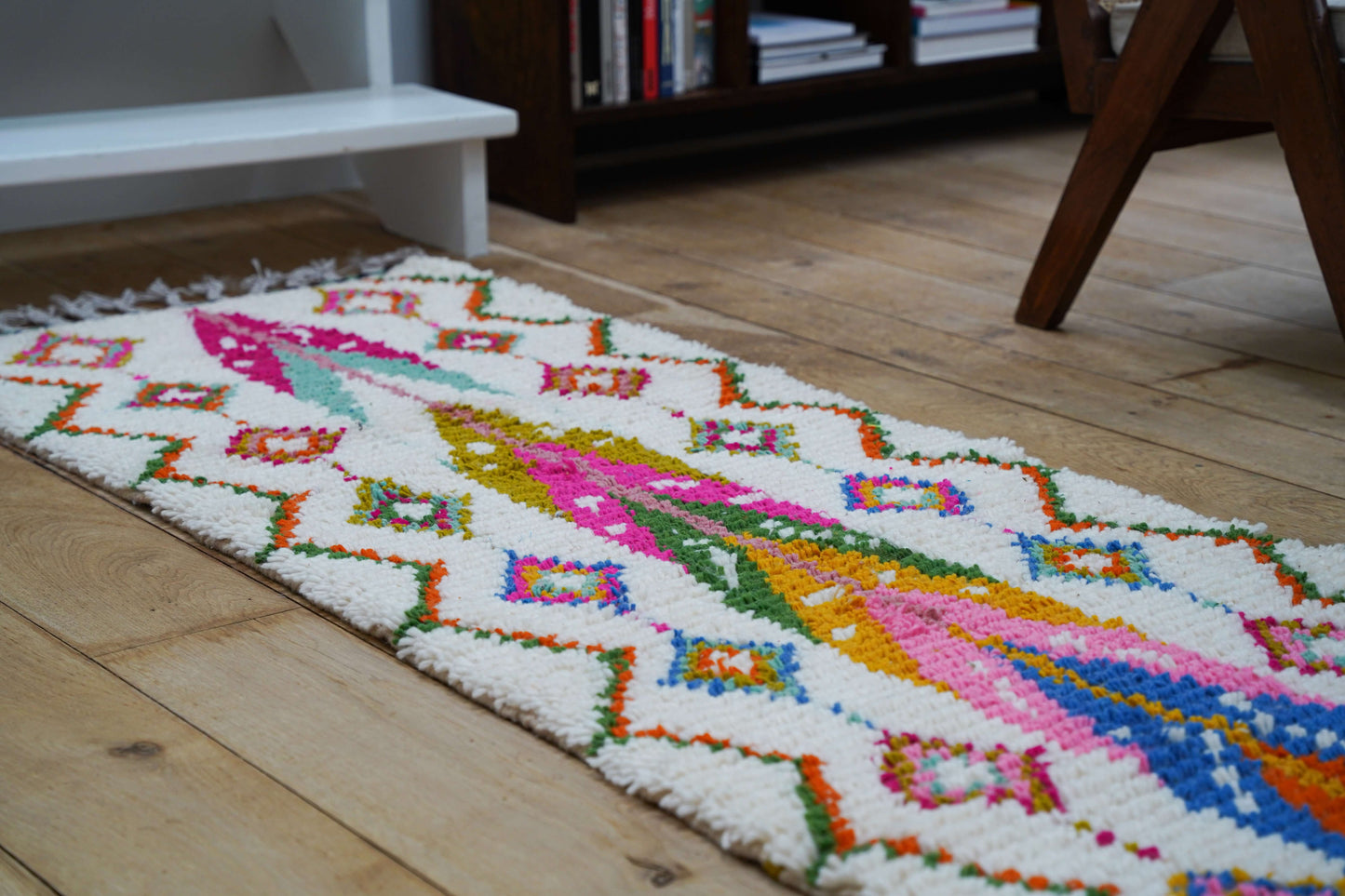 Handmade and Colorful Sheep's Wool Hallway Rug 290 x 70 cm
