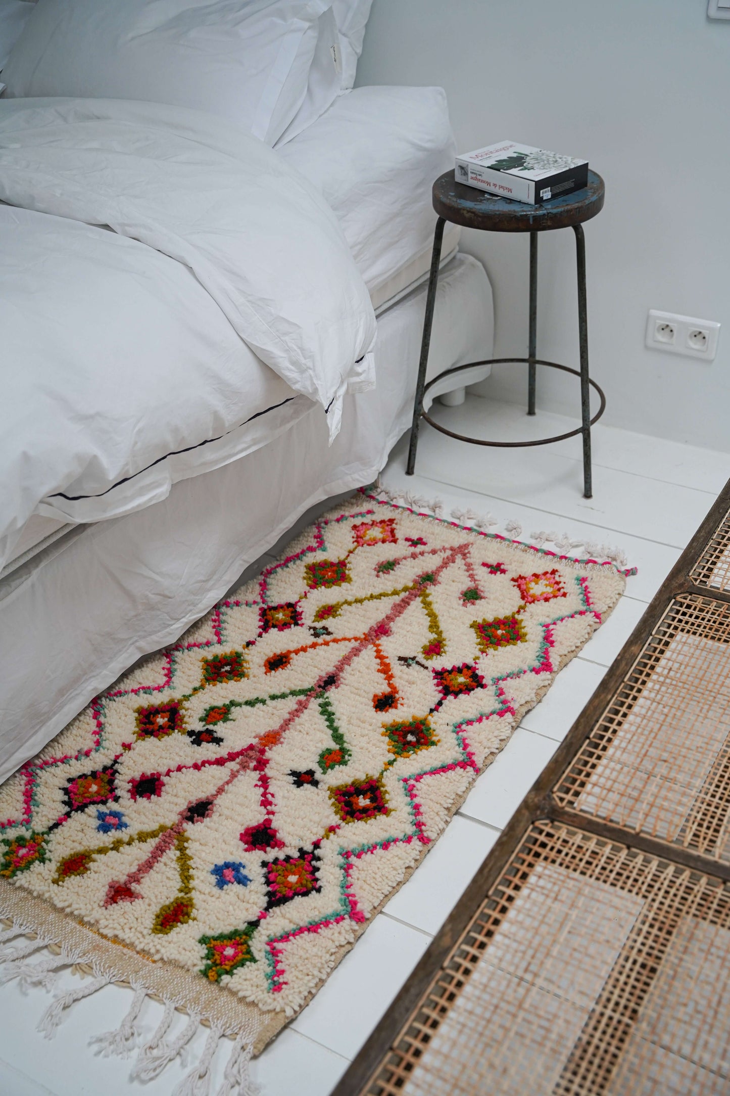 Petit Tapis Coloré Artisanal en Laine de Mouton 115 x 60 cm