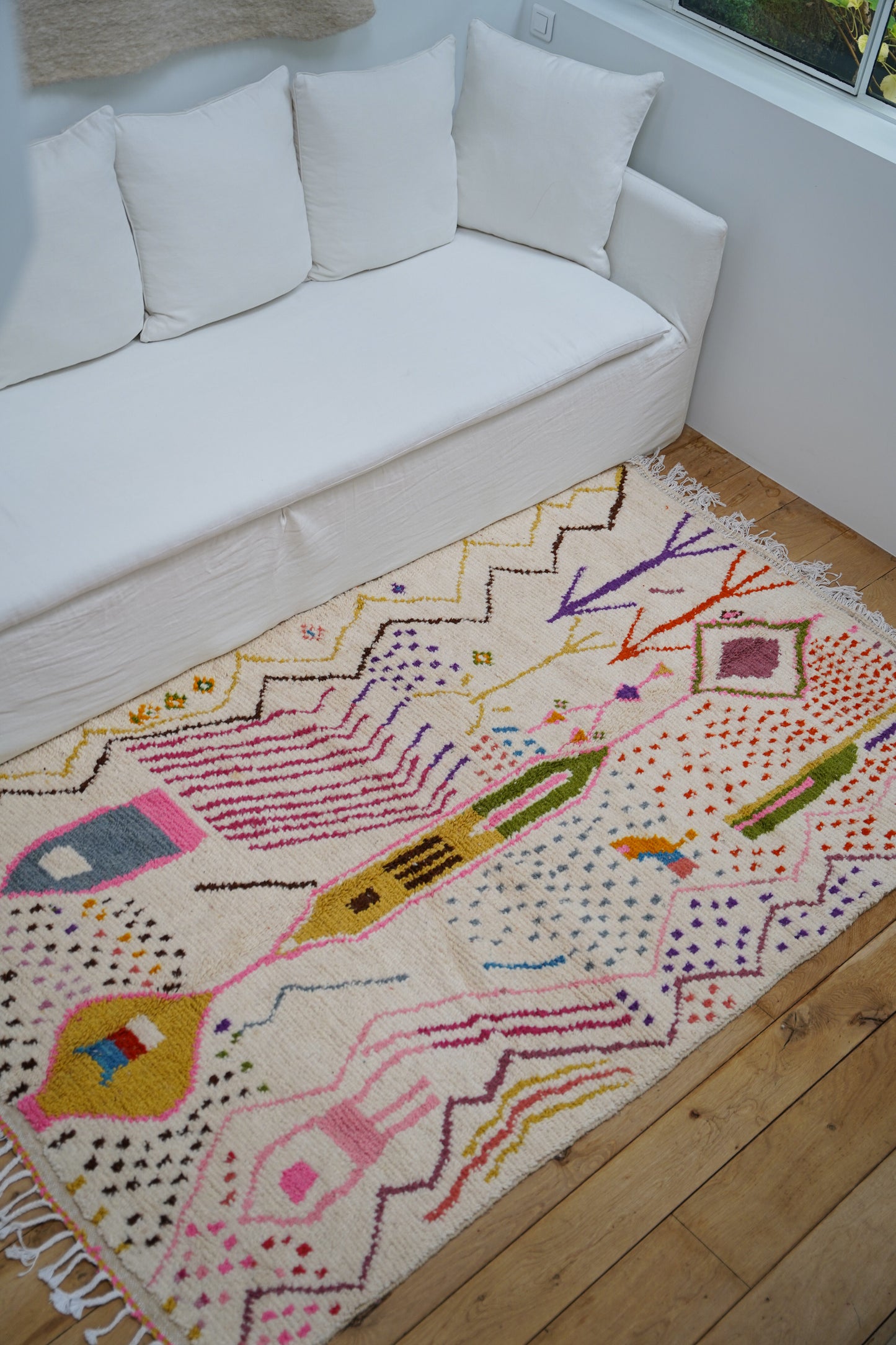 Large Colorful Handmade Sheep Wool Rug 255 x 140 cm