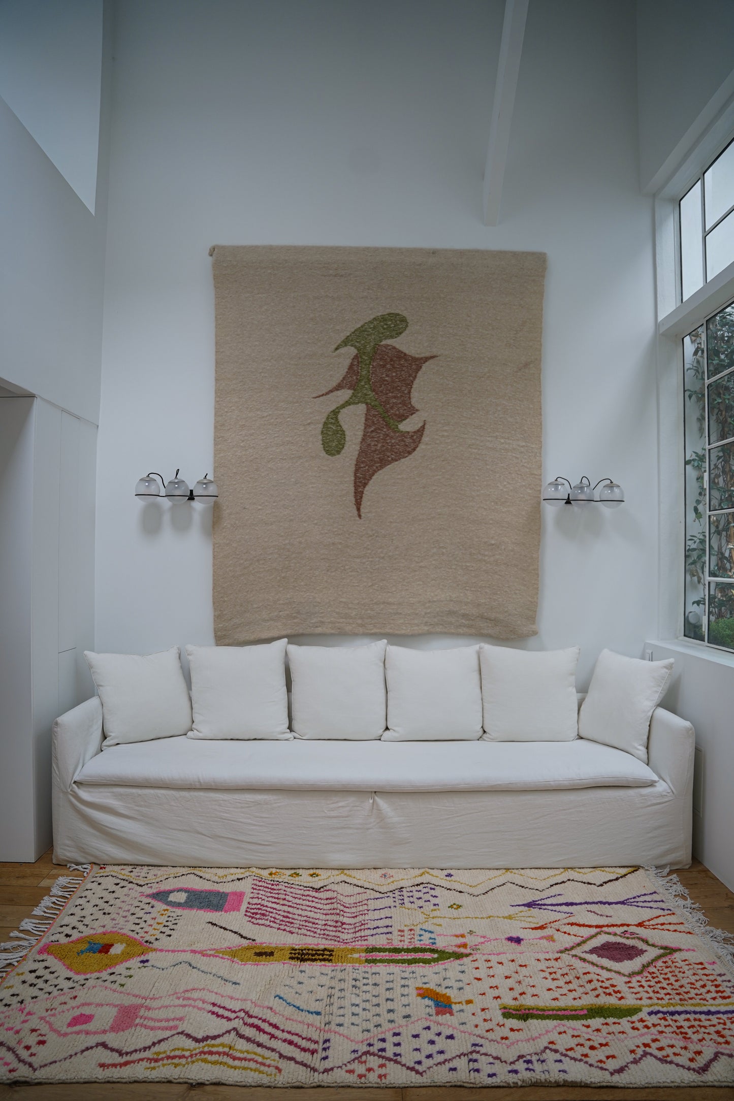 Large Colorful Handmade Sheep Wool Rug 255 x 140 cm
