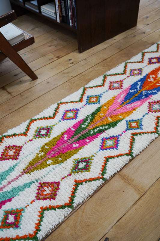 Handmade and Colorful Sheep's Wool Hallway Rug 290 x 70 cm