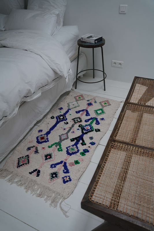 Small Colorful Boucharouite rug 130 x 65 cm