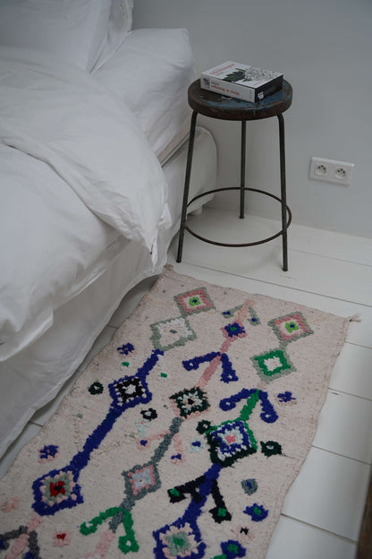 Small Colorful Boucharouite rug 130 x 65 cm
