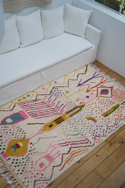 Large Colorful Handmade Sheep Wool Rug 255 x 140 cm