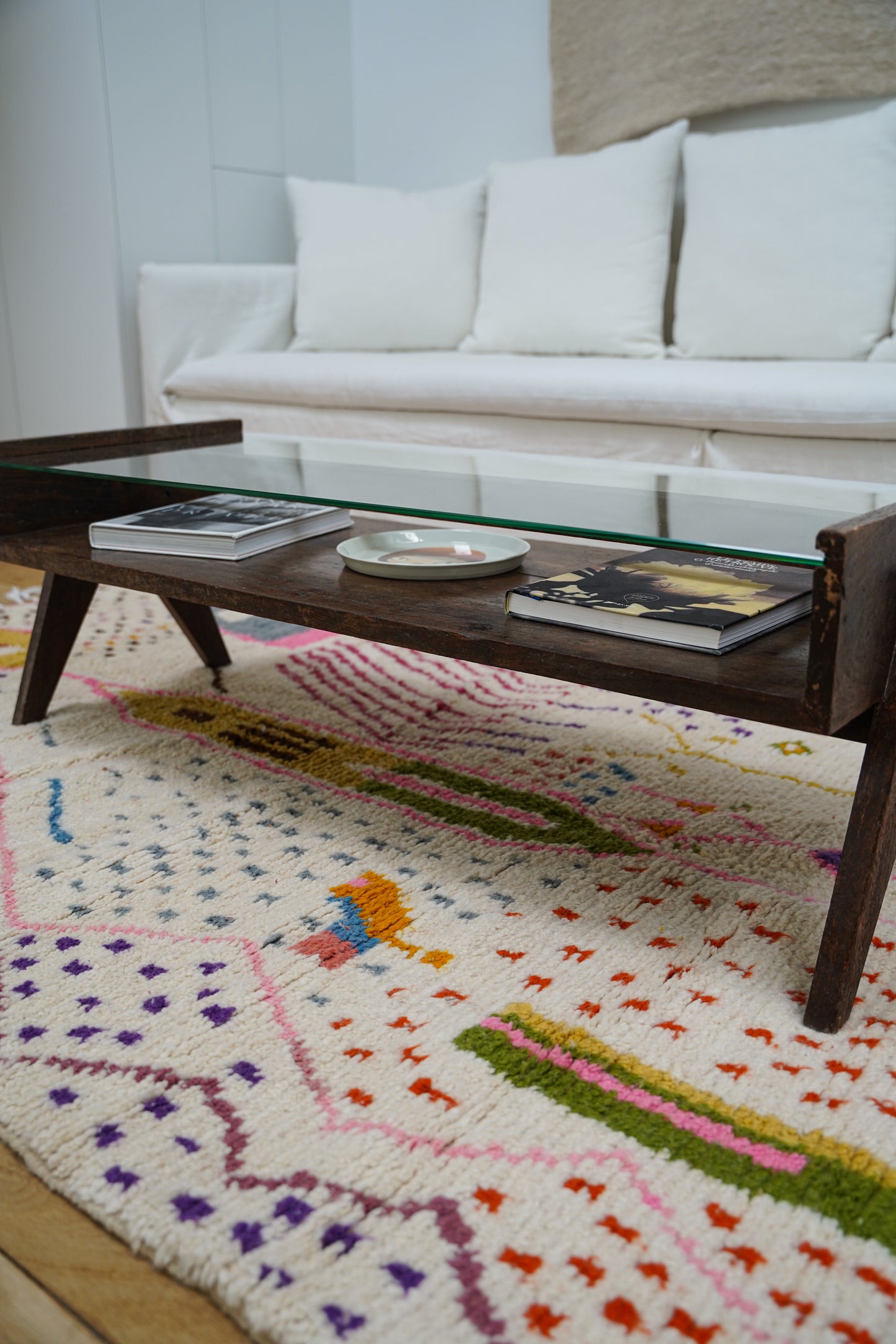 Large Colorful Handmade Sheep Wool Rug 255 x 140 cm