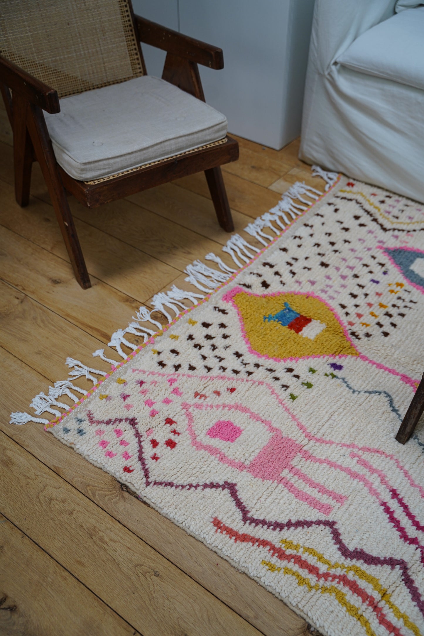 Large Colorful Handmade Sheep Wool Rug 255 x 140 cm